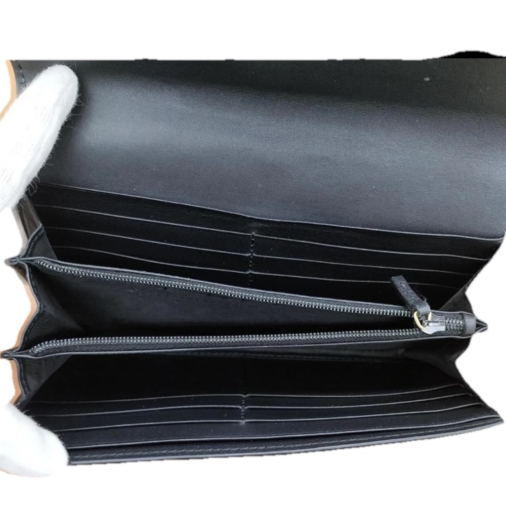 Authentic GUCCI Black Leather Signature Web Sylvie Red & Green Long Wallet - Picture 7 of 9